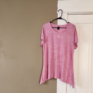 Avenue Pink Asymmetrical Short Sleeve T-Shirt